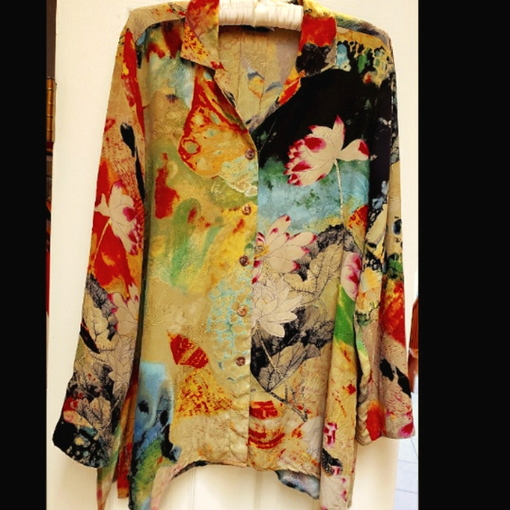 Citron Santa Monica Washable Silk Blouse Large